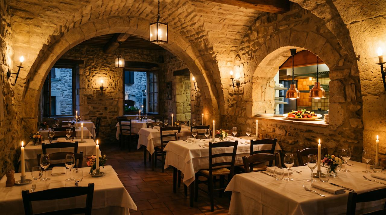 Chambre Vallée — le restaurant voûté
